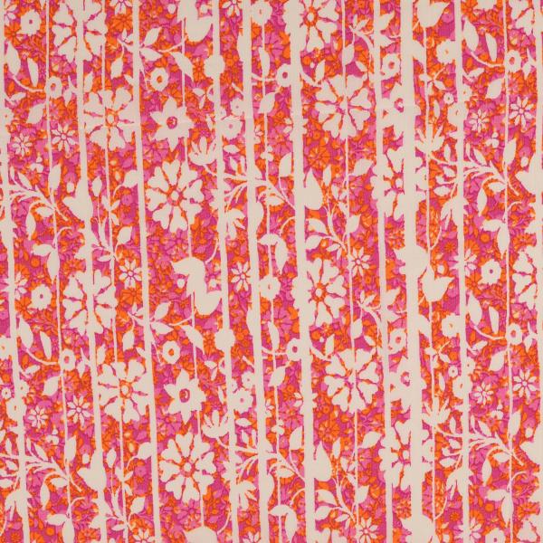 Viskose Crepe - pink-orange-weiß